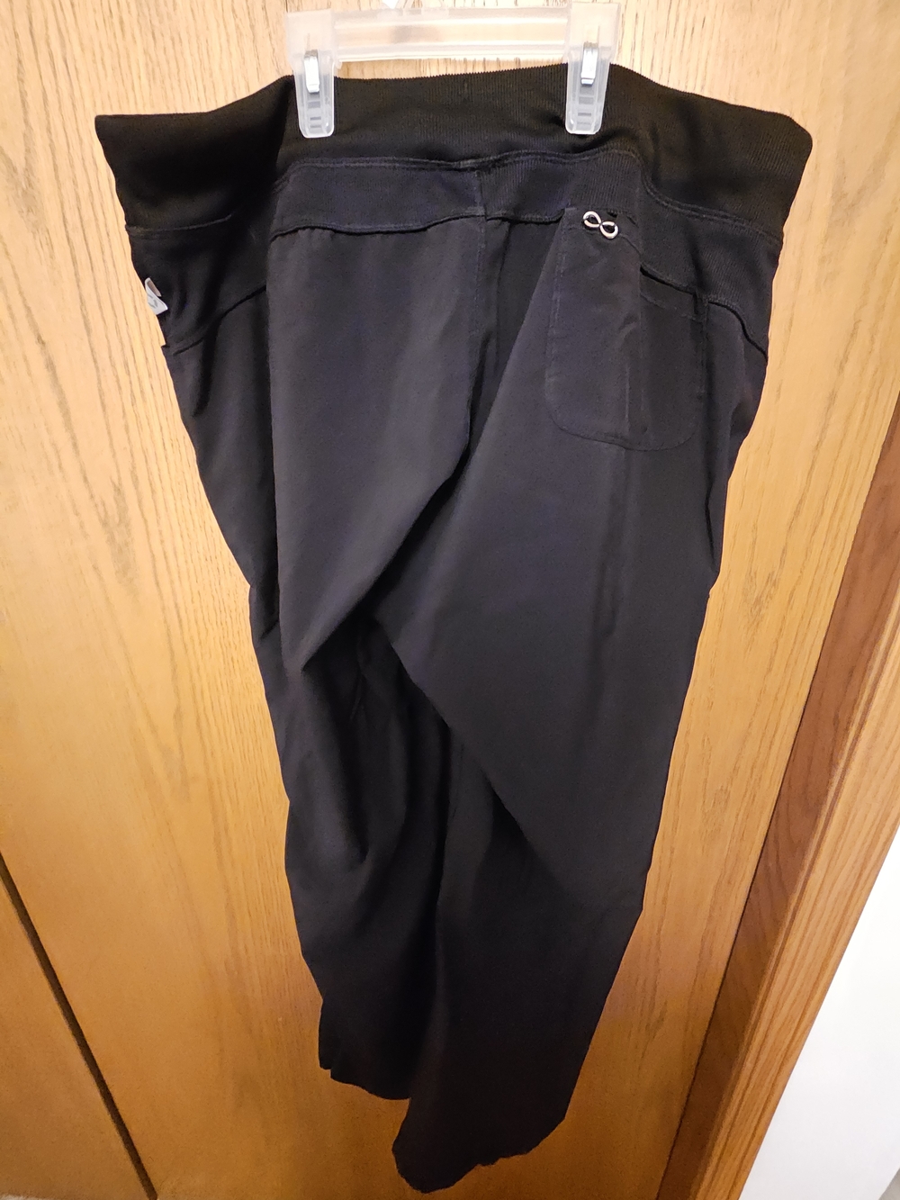 Women's Black Boot Cut Drawstring Scrub Pants - Picture 2 of 3